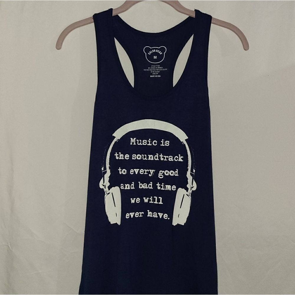Color Bear Music Graphic Blue Tank Size M
